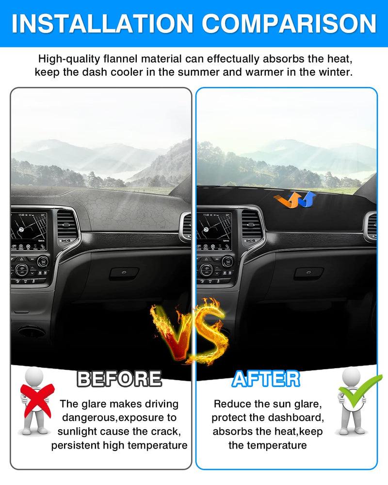 Cartist Dashboard Cover Mat for 2011-2019 2020 2021 Jeep Grand Cherokee Accessories Dash Cover Suede Dash Mat Sunshade Glare UV Rays Protector (NOT for Jeep Cherokee & Grand Cherokee L) dash mat for Jeep Grand Cherokee 2011-2021
