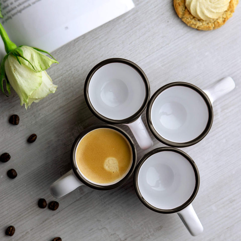 City to Cottage Ceramic Espresso Cups of 4, Small Expresso Shots, Demitasse, Perfect for Espresso Machine, Handcrafted Cups (White and Black Polka dot)