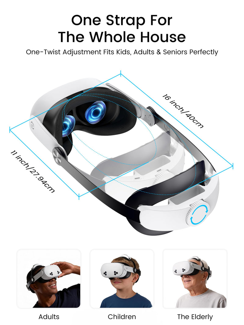 Upgraded Kawaye for Meta Quest 3S/Quest 2/Quest 3 Head Strap, Double Knobs Adjustable Elite Strap Replacement,VR Headset Strap with Two Large Support Pad,Compatible with PlayStation_4