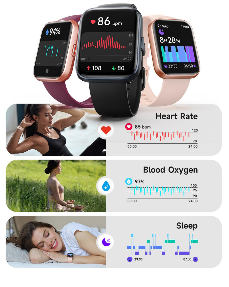 Woneligo Smart Watch for Women, Answer/Make Calls, Alexa Built-in, 1.85" Touch Screen Fitness Tracker for Android & iPhone, Heart Rate/Sleep/SpO2 Monitor Smartwatch, Waterproof (Rose Gold) Rose Gold
