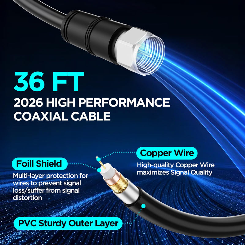 2026 TV Antenna for Smart TV Indoor 5000+ Miles Range-36FT Coaxial Cable | TV Antenna for Local Channels,Digital TV Antenna with Signal Booster Support 4K 8K 1080P All TVs-HDTV Antennas Easy Install Black