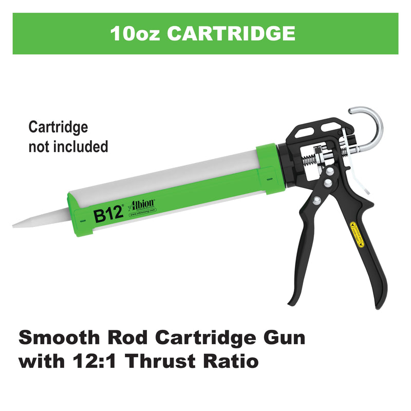 Albion Engineering Company B12 B-Line Manual Cartridge Caulking Gun, 1/10 Gallon (10 oz), 12:1 Drive 10 oz (1/10 Gallon) / 300 ml 12:1 Manual Drive