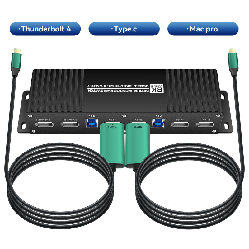 Thunderbolt 4 kvm Switch 144hz mac kvm Switch 144hz Thunderbolt kvm Switch 144hz Type c kvm Switch 144hz kvm Switch Type c 1440P 120Hz 144Hz Type-c to dp1.4 kvm Switch Cable Daoistek