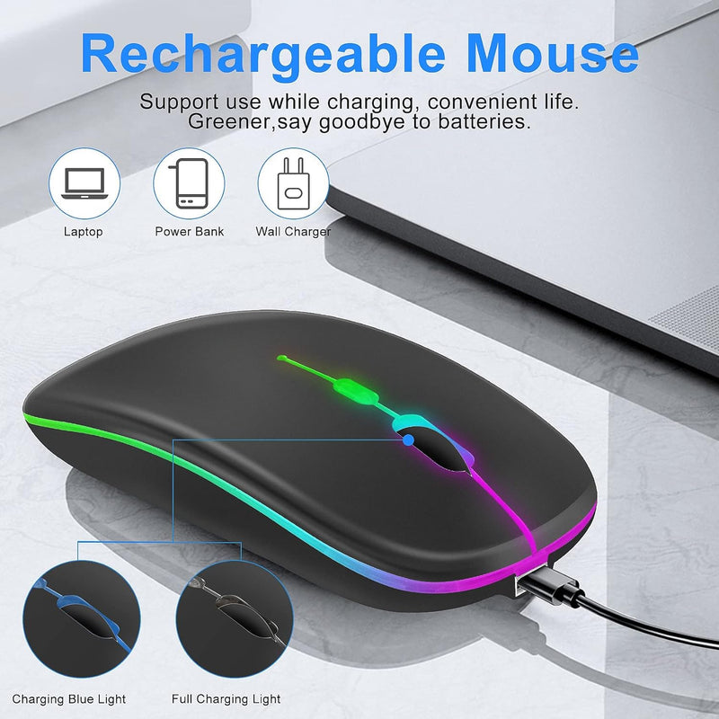 [AUSTRALIA] - Bluetooth Mouse for ipad,Bluetooth Mouse for MacBook Air/Mac/MacBook Pro/Mini/ipad Pro/iMac/Laptop,Rechargeable Wireless Mouse for MacBook Air/MacBook pro Chromebook Laptop PC (Black) Black