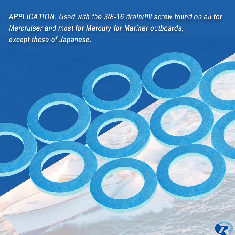 20 Pcs Drain Screw Gasket Marine Lower Unit Seal Compatible with Most Non-Japanese Mercury/Mariner Outboards and All Mercruiser