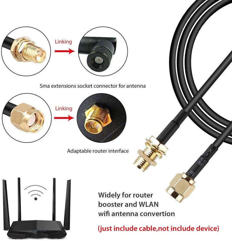 5-Pack 16ft WiFi Antenna Extension Coaxial Cable RP-SMA Male to RP-SMA Female for WiFi LAN WAN Router Bridge Antenna Security IP Camera Signal Booster Repeater Wireless Network Card Adapter