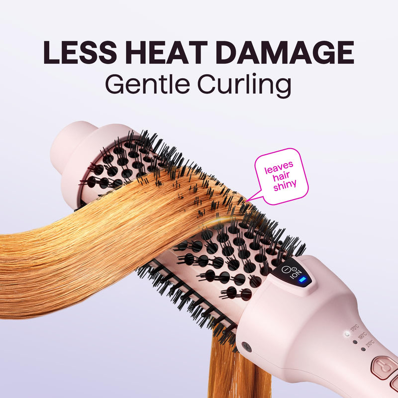 Wavytalk Thermal Brush 38mm Ionic Blowout Express Heated Hot Brush | Thermal Round Brush for Hair Styling, Heated Curling Iron Create Natural Curls, Dual Voltage and UK Plug, Pink