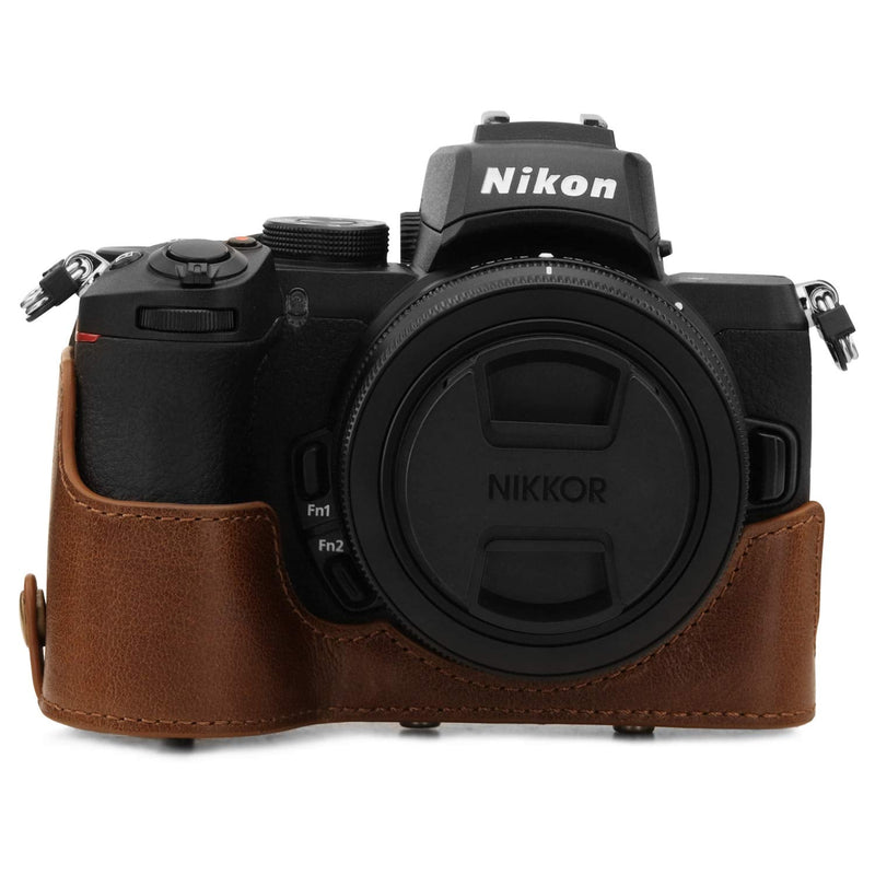 MegaGear MG1814 Ever Ready Genuine Leather Camera Case Compatible with Nikon Z50 (16-50mm) - Brown