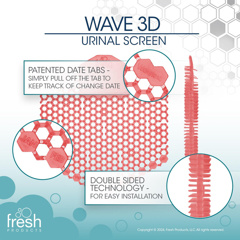 Fresh Products Wave 3D Urinal Screen Deodorizer, Kiwi Grapefruit, 10 packs