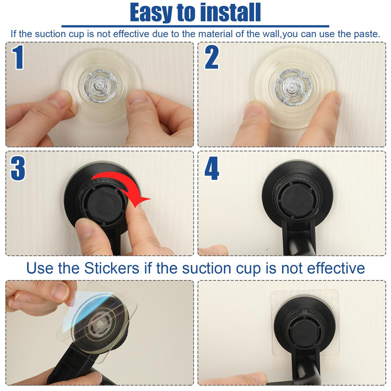 Gisafai 2 Pcs Extendable Suction Cup Towel Bar for Bathroom 20-32 Inches Towel Rack Shower Hanger Rod with Stickers Adjustable Long Holder for Glass Shower Door Wall Bath Kitchen(Matte Black)