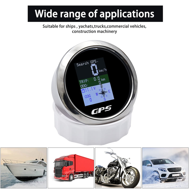 KAOLALI Digital GPS Speedometer Gauge Waterproof (Shipped from USA) COG ODO Trip Voltmeter Auto Gauge Meter 9-32V for Boat Car Truck Motorcycle Black Silver 85MM (3.34‘’)