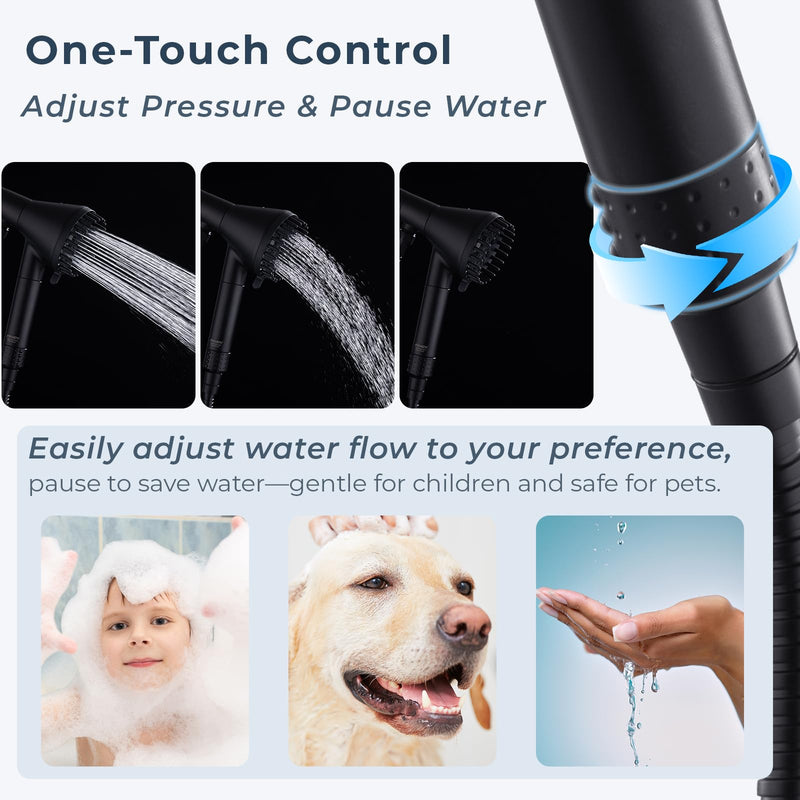 Ryamen 2026 Magnetic Filtered Shower Head with Handheld– High Pressure Showerhead with Power Wash Mode, Chlorine Removal, Massage Brush, Pressure Adjustable, One-Touch Pause (Matte Black)
