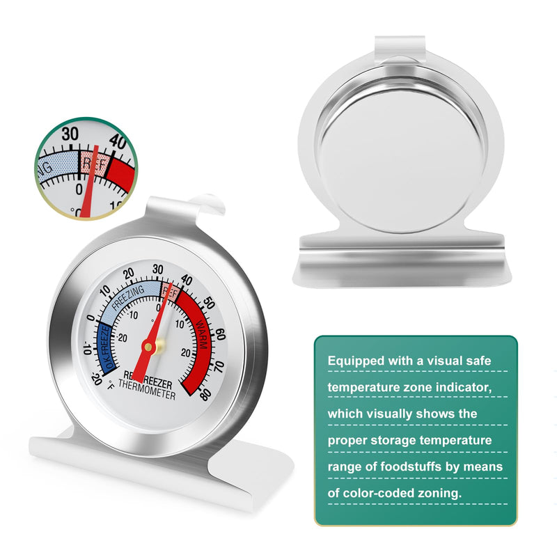 14PCS Refrigerator Thermometer, 2" Large Dial, -20~80°F/-30~30°C, with Red IndicatorAnalog Thermometer, for Refrigerators, Freezers, and Other Cold Storage Equipment 14