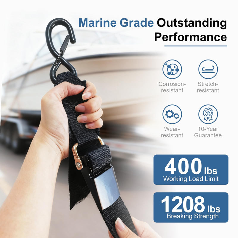 1208LB Heavy Duty Boat Tie Down Straps to Trailer, Anti-Corrosion 2" x 48" Adjustable Boat Trailer Straps for Trailering Safety with Jet Ski, Boat, Kayak, Pontoon, etc.