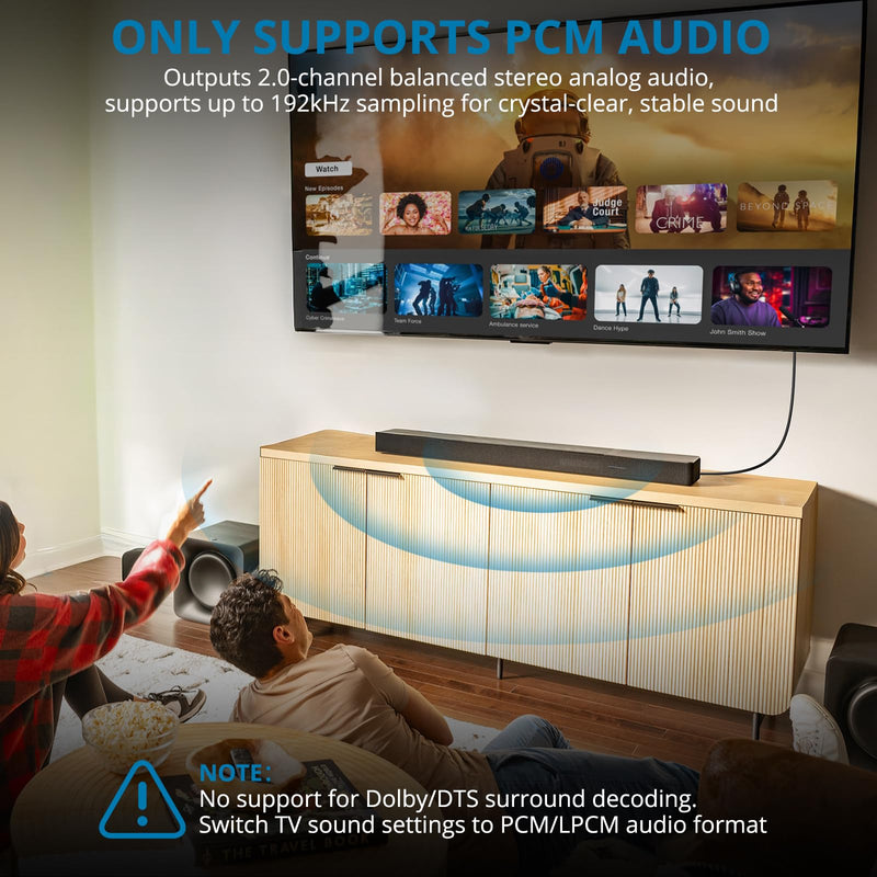 AUTOUTLET HDMI eARC/ARC to RCA Audio Adapter, 192kHz 1.5M/5FT ARC to RCA Cable, Supports CEC, Integrated Desgin, Plug and Play, eARC Audio Extractor for Speakers, Soundbars, Stereo System(PCM Only)