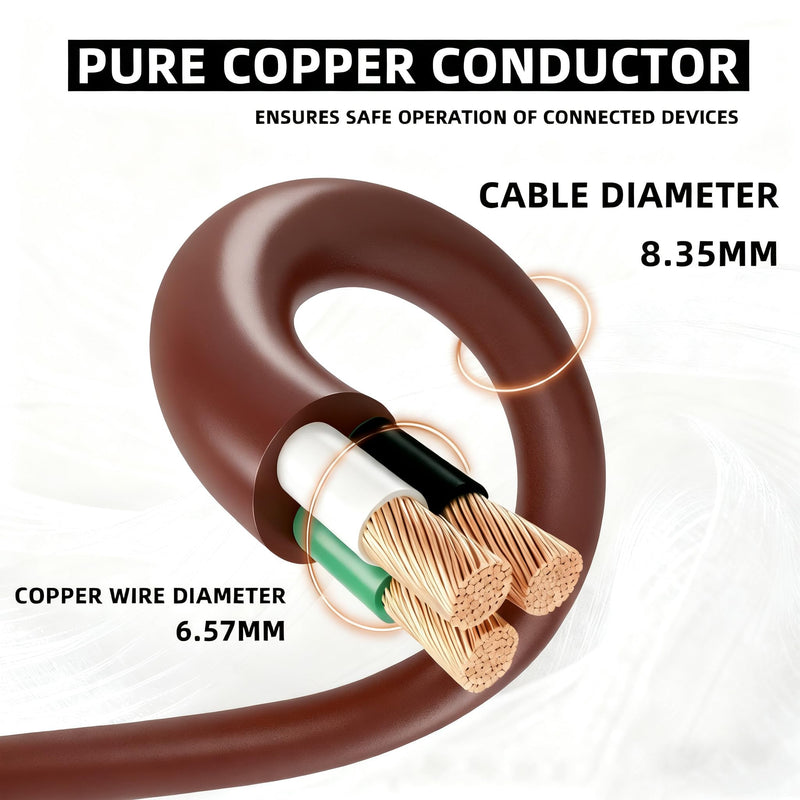 YOJOE Indoor Outdoor Extension Cord, 3 Prong 13A Weatherproof Power Cord, 16 Gauge Heavy Duty 15 ft Brown Extension Cord for Garage, Garden and Home, 16/3 SJTW UL Certified 15 Foot 16/3 Standard