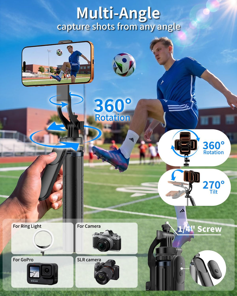 Vlogging Kit for iPhone,63" Magnetic Tripod for iPhone with 2 Light & 2 Mic | Magnetic Selfie Stick Phone Tripod with Light for Content Creator Essentials/YouTube Starter Kit/TikTok/Video Recording/Live