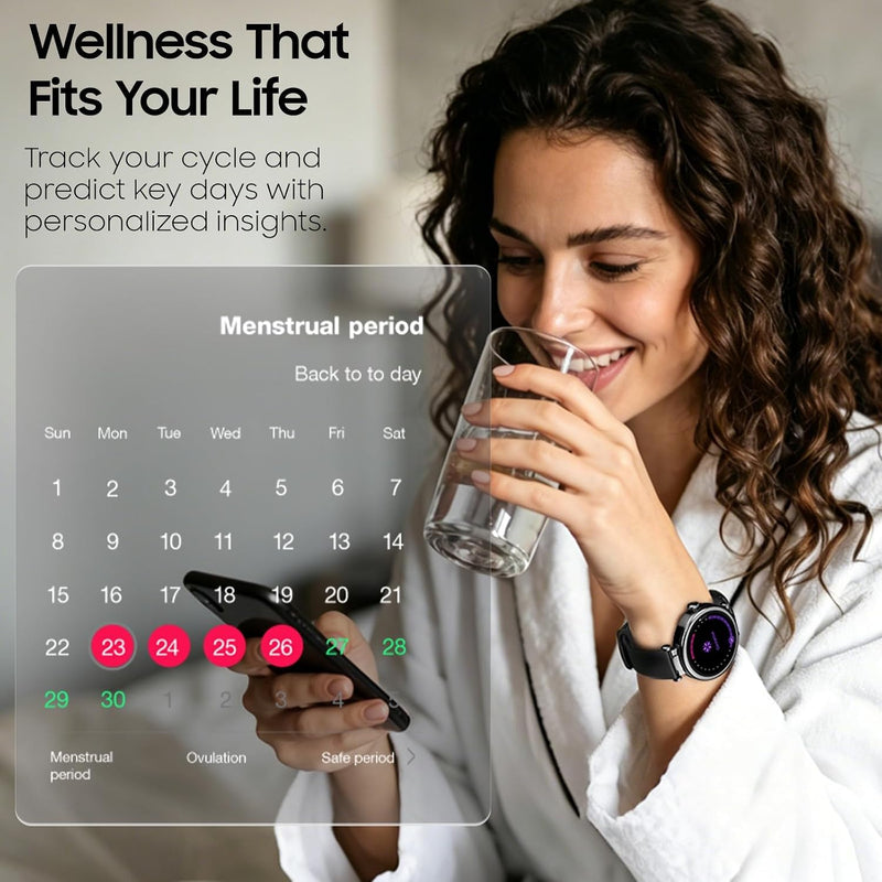 TOZO S8 AMOLED Smart Watch for Women Men, 3ATM Waterproof Fitness Tracker | Heart Rate Monitor, Sleep & Stress Tracking, 100+ Sport Modes, Bluetooth Call Smartwatch Long Battery for Android iOS Black Matte Black