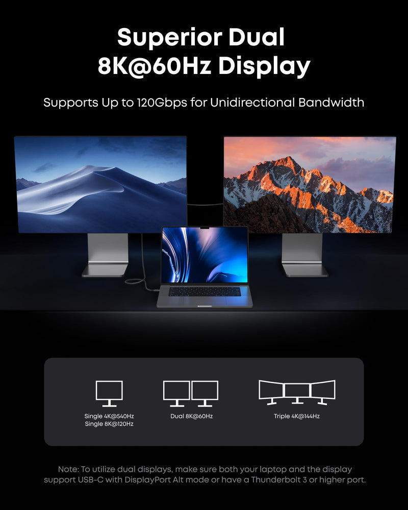 Anker Prime Thunderbolt 5 Cable, 3.3 FT USB C to USB C Cable, 240W Charging, 80Gbps Data Transfer, Up to 120Gbps Bandwidth, 8K/4K Displays, for iPhone 16, MacBook, and More (Thunderbolt 5-Certified) 3.3FT