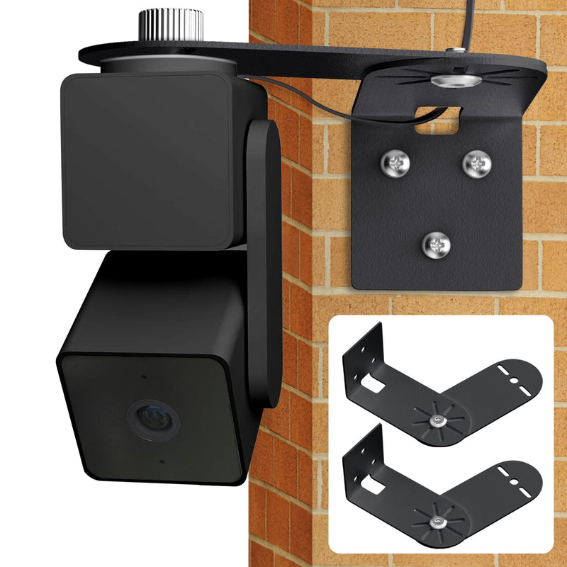 2Pack Corner Wall Mount Bracket for Wyze Cam Pan V3/V2, Wyze Cam V4/V3/V2, Max Cover Both Sides of The House 300 Degrees Reduce Blind Spots, Indoor Outdoor Mount for Wyze Cam Black