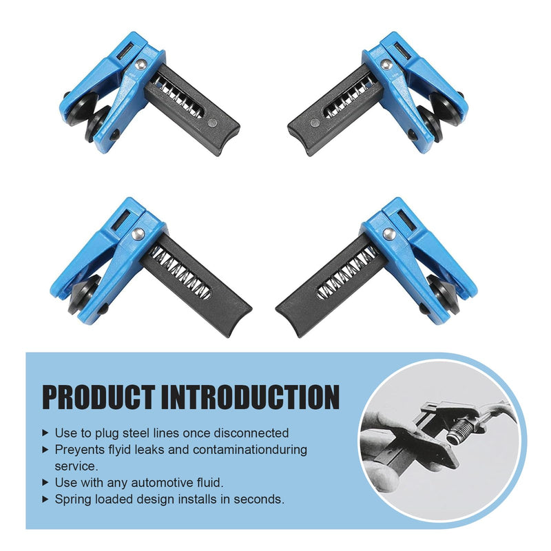 4 PCS Car Brake Line Clamp, Brake Oil Line Plug Tool, Brake Oil Line Guard, Universal for Most Cars (Blue)