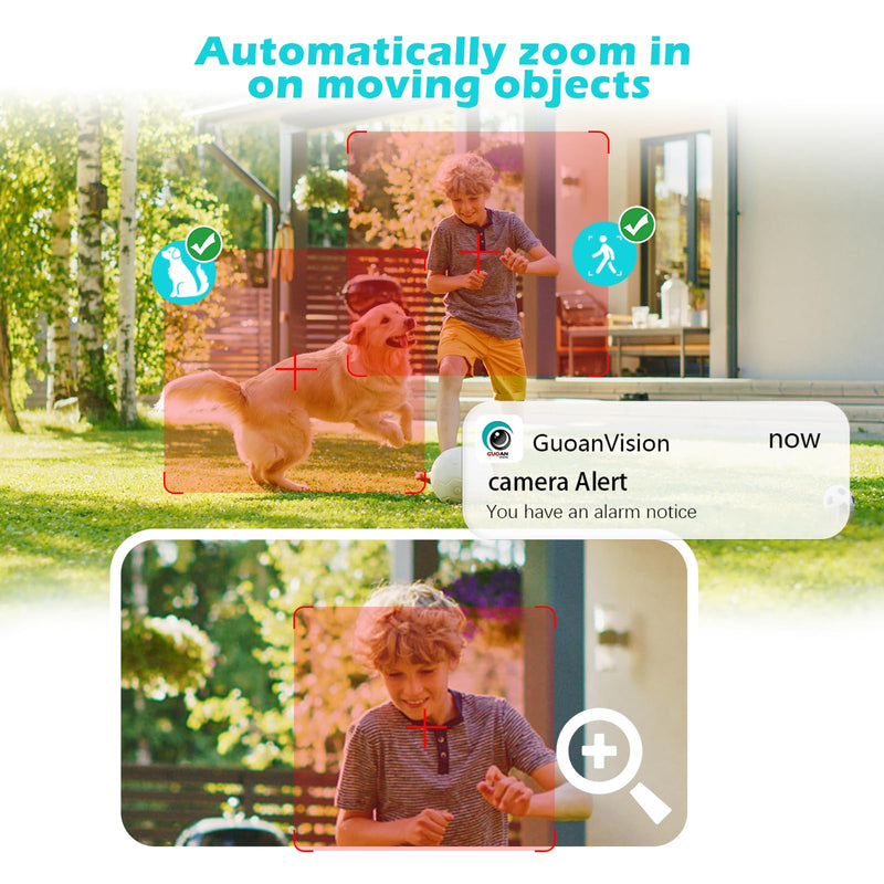 GUOANVSION 5G Outdoor/Indoor Security Camera,3MP Baby Monitor Cameras for Bedroom/Elder/Dog/Pet Camera,IP66 Waterproof,Night Vision, Motion Detection, Alarm Siren, Two-Way Talk, SD/Cloud -2Pack S600-2 Pack