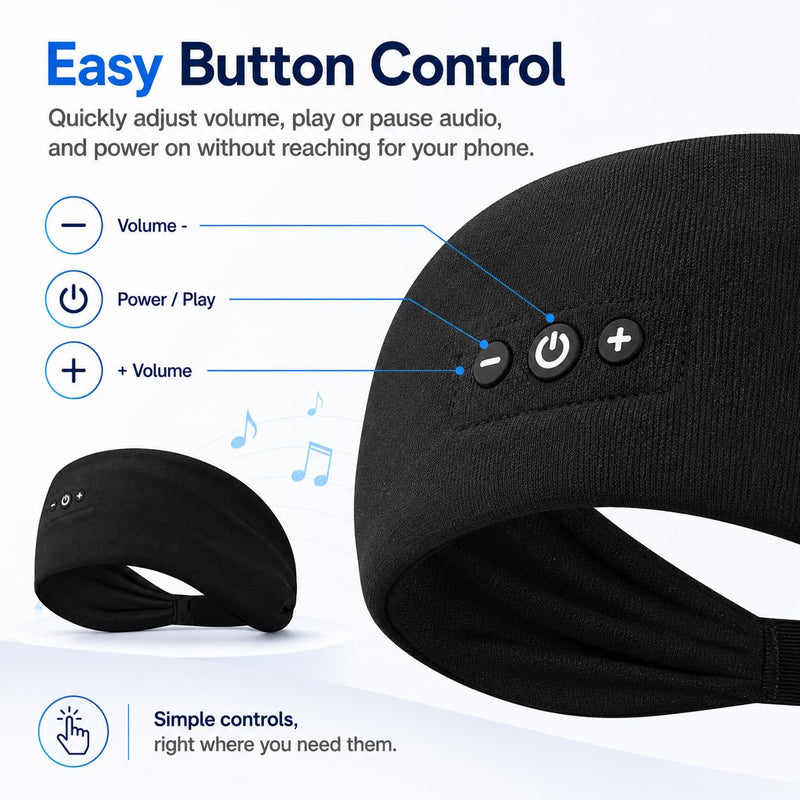2-Pack Sleep Headphones Bluetooth Headband with Thin Speakers-Black&Gray | Headband Headphones for Sleeping & Sports, No Ear Pressure for Side Sleepers,12-Hour Battery, Works with All Bluetooth Device Black&Grey