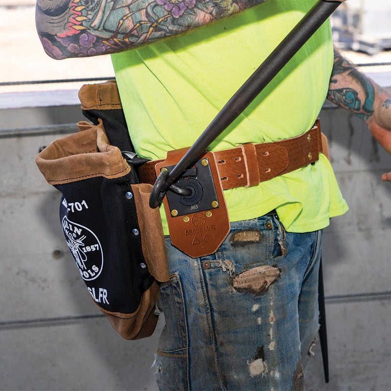 Klein Tools 5826L Leather Tool Belt with Quick-Release Buckle, 32-Inch to 40-Inch Waists, Large L Quick Release Buckle