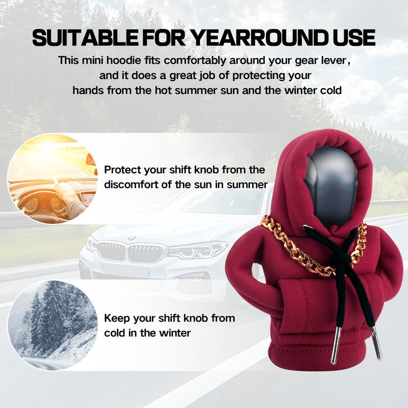 Gear Shift Hoodie, Funny Car Gear Shift Cover, Cute Car Shift Knob Hoodie, Automotive Interior Accessories, Universal Fit Knob Cover Gift (Red) Red