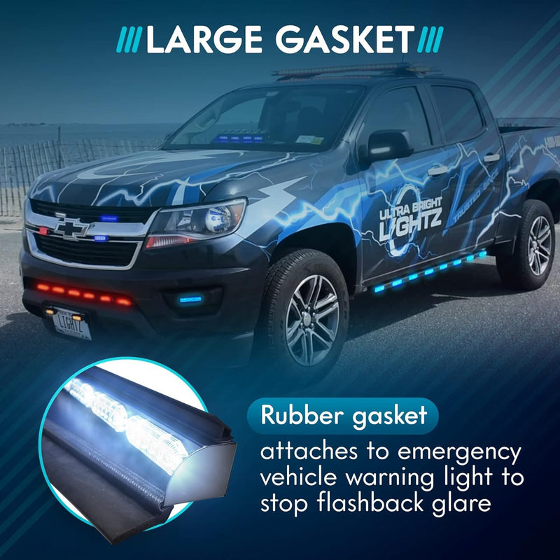 UBL 18 Inch Large Black Rubber Gasket for Light Bar - Eliminate Emergency Warning Visor Dash Stick Surface Mount Light - Windshield Flashback Guard (2) 2