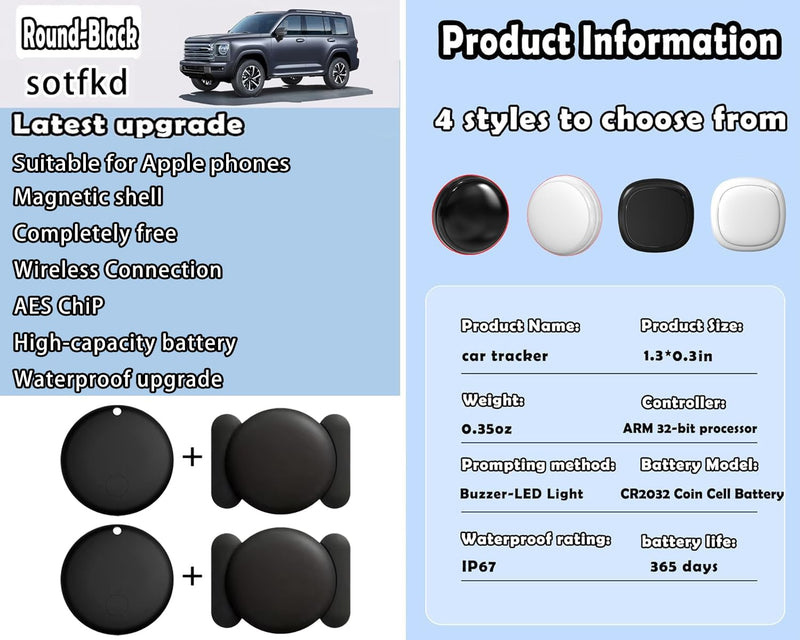 2 Pack GPS Tracker for Vehicles,Tracking Devices for Cars Hidden w/Magnetic | Tracker Device for Vehicles,Car GPS Tracker,Car Tracker (Only iOS) | No Monthly Fee | Waterproof | with Apple Find My