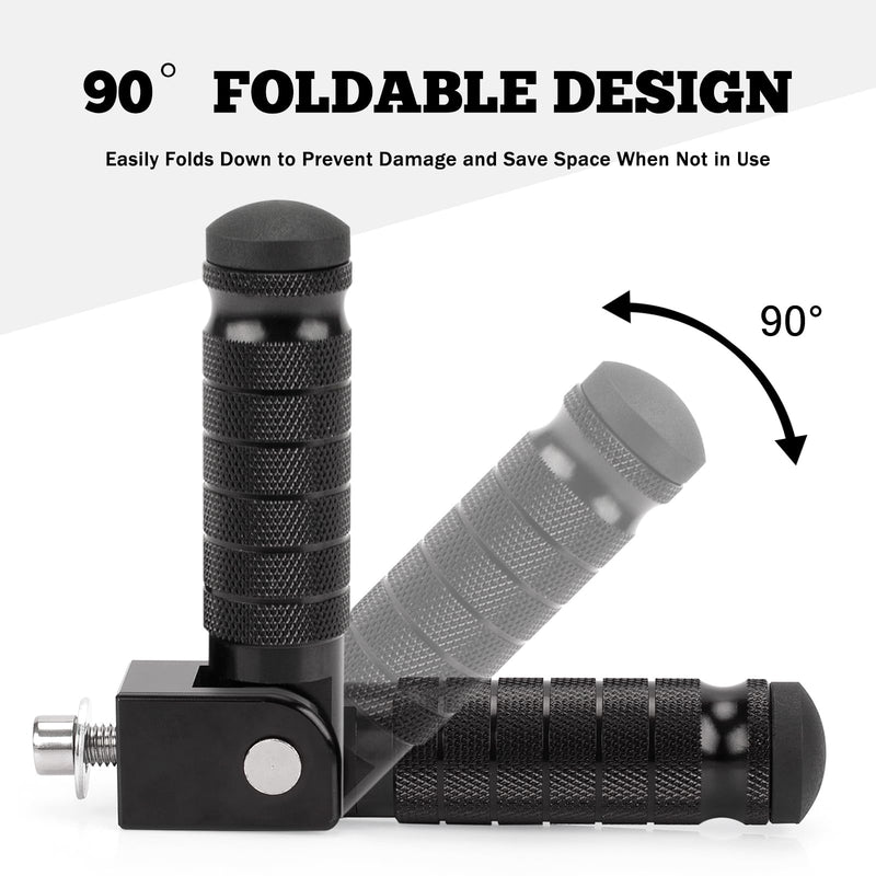 XINGWU M8 Motorcycle Foot Pegs 90 Degree Foldable Bike Pegs CNC Anti-Skid Universal for Super 73 Yamaha Honda Suzuki Aprilia Electric Car Motorbike Scooter Mini Bike Ebike Dirt Bike Go Kart (Black) Black