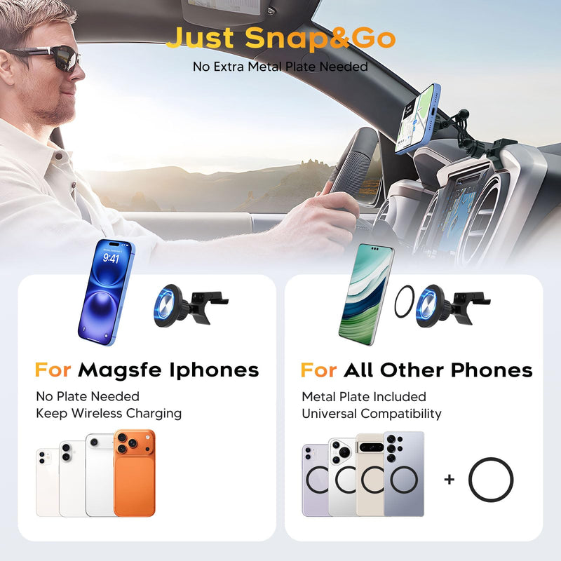 Sunsdrew Magnetic Phone Mount for Toyota Tacoma 3rd Gen 2016-2023, 360 Rotatable and Adjustable, Direct Fit in Dashboard, Phone Holder N52 Magnet Cradle for Toyota Tacoma Accessories