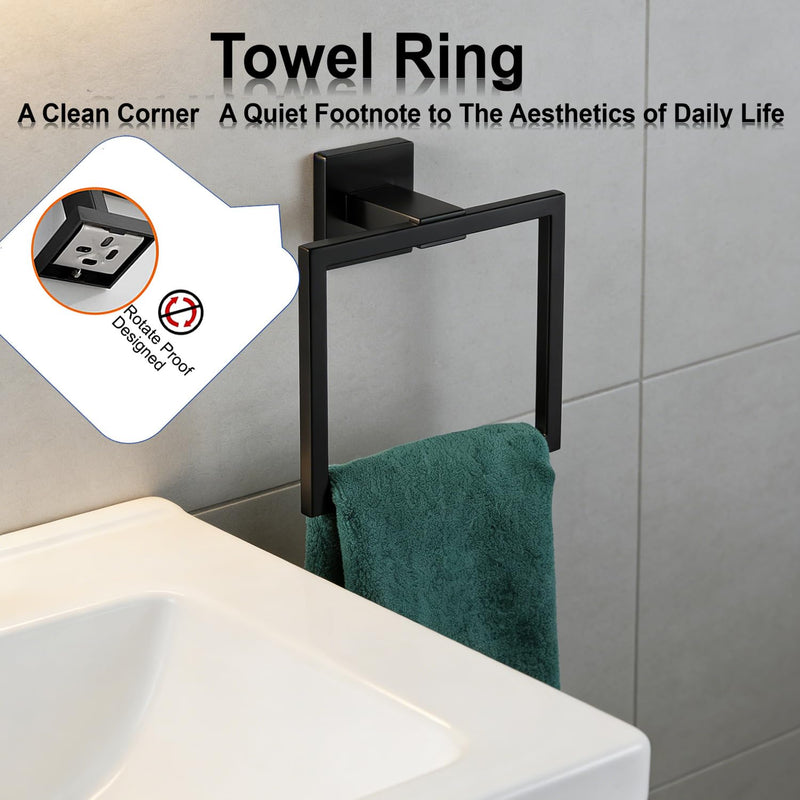 Bathroom Hardware Set Piece Matte Black Bathroom Accessories Set SUS304 Towel Bar Set Includes 2 Towel Bar 24 Inch+2 Towel Holder+2 Toilet Paper Holder+4 Towel Hooks (10, Matte Black) 10