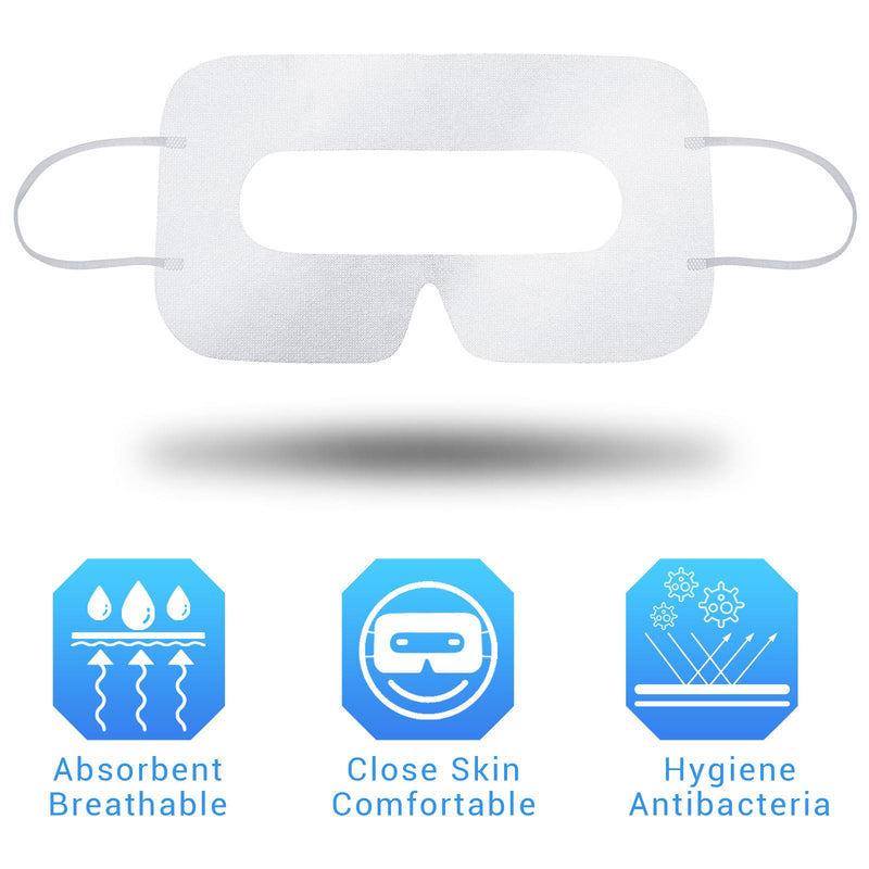 Treela 200 Pcs Disposable VR Face Mask Breathable Cover for VR Nonwoven Fabric Sanitary Eye Mask, Eye Cover Pad(8 x 4 Inch,White) White 8 x 4 Inch