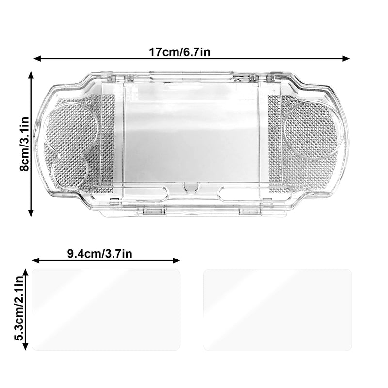 Penitue Transparent Hard Shell Case Cover and 2 Screen Protective Film, High Hardness Anti-Scratch Clear Protective Replacement Sleeve Accessories Compatible with 2000/3000 Game Console