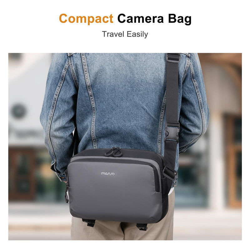 MOSISO Camera Bag for Photographers, Shoulder Photography Bag, Black&Gray | DSLR/SLR/Mirrorless Shockproof Crossbody Camera Sling Bags Backpack Compatible with Canon/Nikon/Sony/Fuji