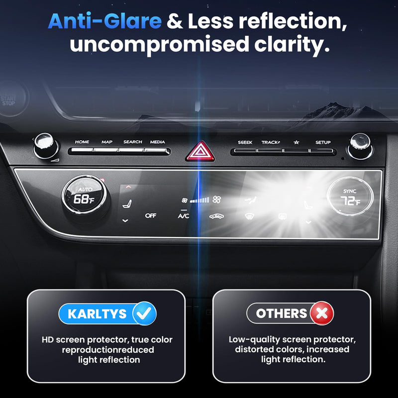 Karltys 2PCS Screen Protector for 2024-2026 Hyundai Sonata SE/SEL/SEL Plus/N Line/Limited, Air Conditioning Display 9H Tempered Glass HD AC Air Screen Cover for Hyundai Sonata [Anti-Glare & No Fingerprint]