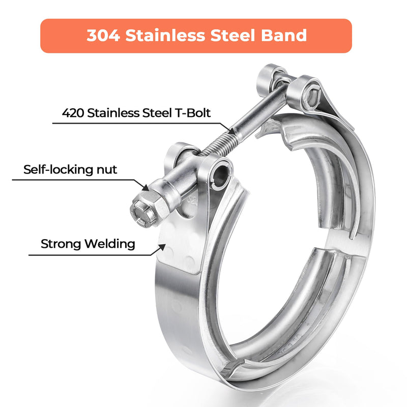 3 Inch V Band Clamp 304 Stainless Steel, for Turbo Exhaust Downpipe, Racing Ford Pickup Truck Exchange Exhaust Systems 3inch 1 Pc