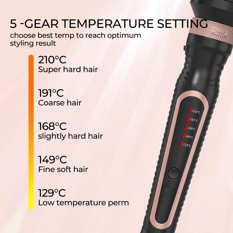 K&K 3 in 1 Ionic Heated Round Brush Curler, Ceramic Thermal Hair Brush Set | VERSATILE 3-IN-1 SET: Features 3 interchangeable barrels to create versatile curls, beachy waves, and instant root volume Black