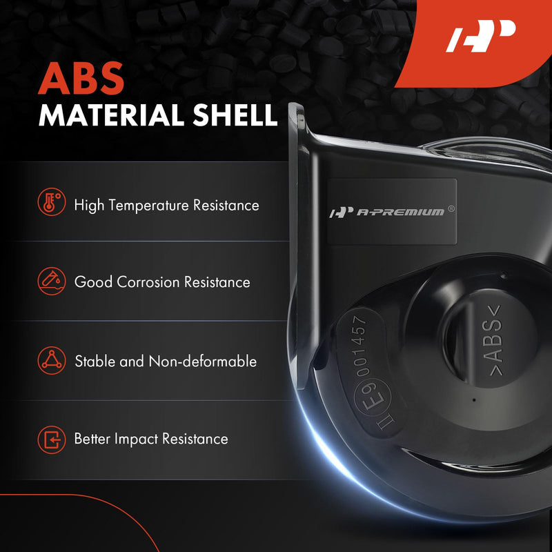 A-Premium Dual Snail Horn High Low Universal Electric Horns - 12V 110dB - Compatible with most Passenger Cars, Commercial/Off-Road Vehicles, Gas Cars, Electric Cars, Motorcycles & Trucks, 80 mm