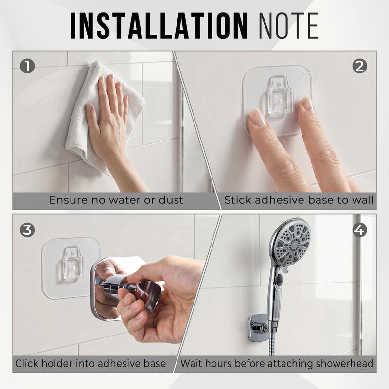 G-Promise Metal Handheld Shower Head Holder, Adjustable Wall Mount Shower Wand Bracket, Strong Adhesive Disc Mount or Drill Installation (Square, Brushed Nickel) Square