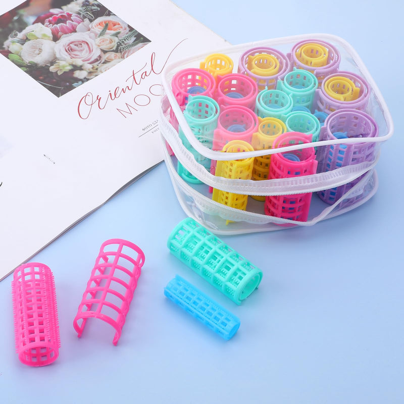 30Pcs Self Grip Hair Curlers Set - 5 Sizes, No Hair Damage, Medium & Long Hair Rollers for Volume & Curls (1.5/2.5/3/3.5 CM)