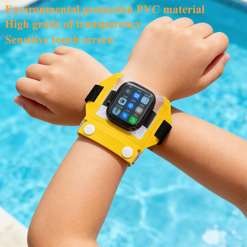 Universal Waterproof Bag for Smart Watch – Weatherproof & Adjustable Floating Touchscreen Smartwatch Case PVC Protector Sleeve for Swimming Drifting Water Festival & Outdoor Work Activities (Black) Black
