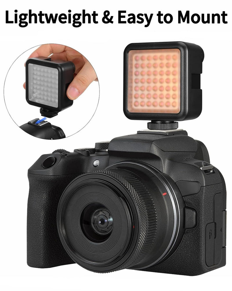 Mini IR Night Vision Light for Camera & Camcorder 2000mAh Rechargeable | Infrared Photography Light with 49 LEDs, 3 Cold Shoe Mount for Vlog Video Recording