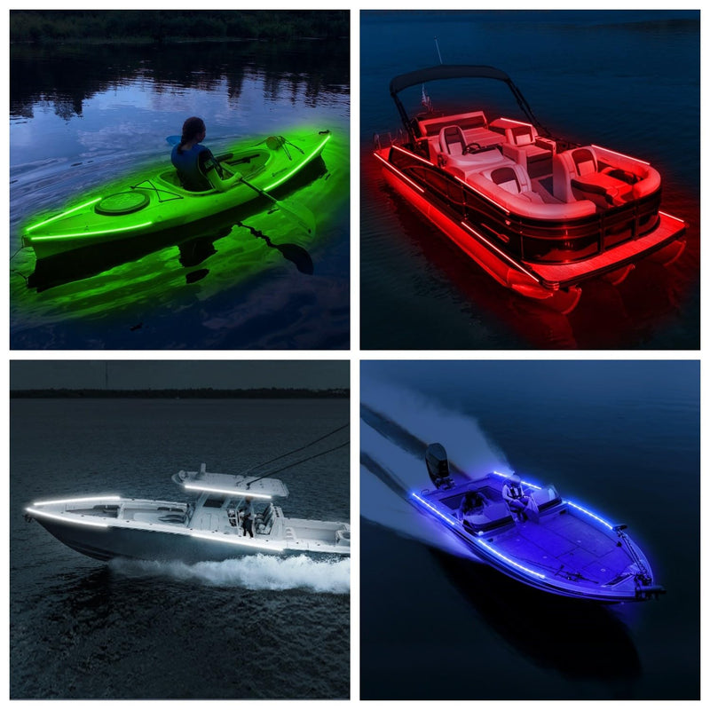 Boat Marine Submersible Led Strip Lights, 4 Pcs 20 Inches 12V Super Bright Boat Interior Lights, IP68 Waterproof Marine Led Strip Lights Night Fishing Lights for Boats, Kayak (Red) Red/20''