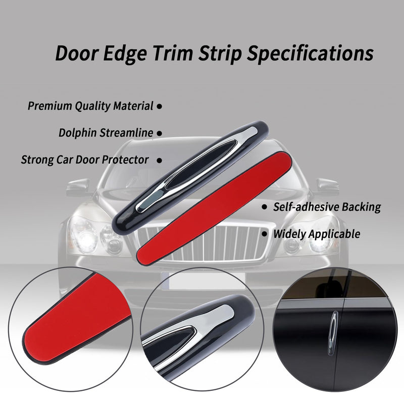 4PCS Car Door Edge Guards,Anti-Scratch Car Door Protector Trim Strip with Self Adhesive for Car Decor,Universal Exterior Car Accessories Door Guards for Cars Trucks SUVs (Black) Black