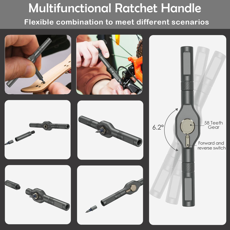 42 in 1 Magnetic Screwdriver Set - Olipiter Ratchet Screwdriver Set with 40 PCS Magnetic Bits, Computer Screwdriver Kit, Ratcheting Screwdriver with Rotatable Ratchet Handle for Funiture Computer Grey
