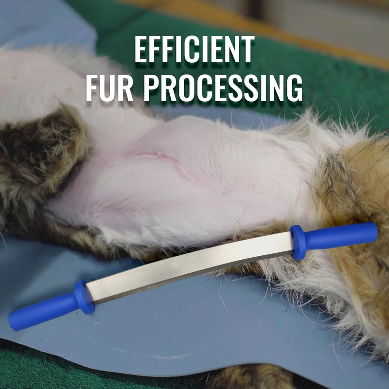 Wiebe 12" Dual Handle Fleshing and Skinning Knife – Professional Fur Handling Tool for Raccoon, Fox, Coyote Pelts – Stainless Steel