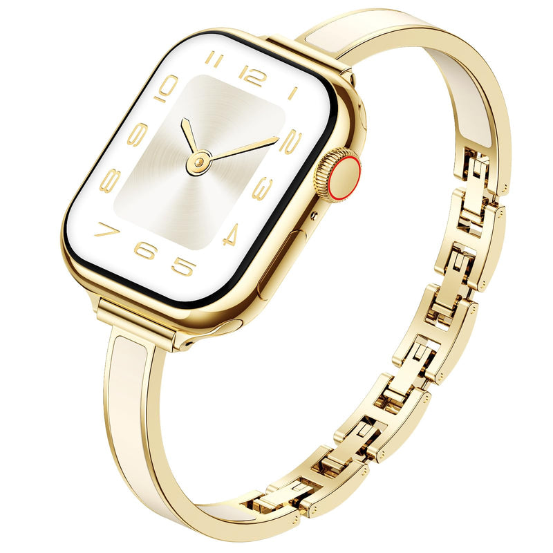 SUPOIX Bands for Apple Watch Women – Elegant Two-Tone Dressy Band | Slim Metal+Silicone Bracelet Strap for iWatch Series 11/10/9/8/7/6/5/4/SE/3/2/1-(38 40 41 42mm/44 45 46 49mm) Gold + Beige 38mm 40mm 41mm 42mm(Series 11/10)